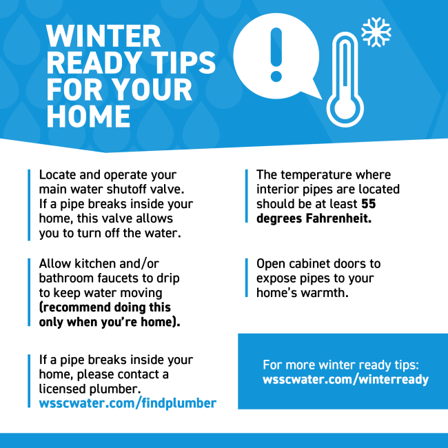 WSSC Water is Winter Ready Tips for Home English