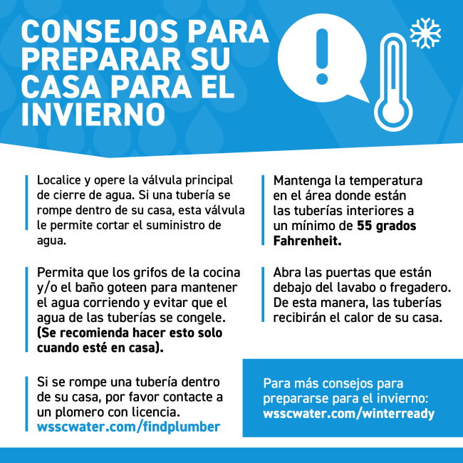 WSSC Water is Winter Ready Tips for Home Spanish