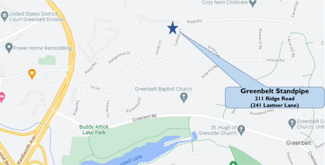 Greenbelt standpipe location map