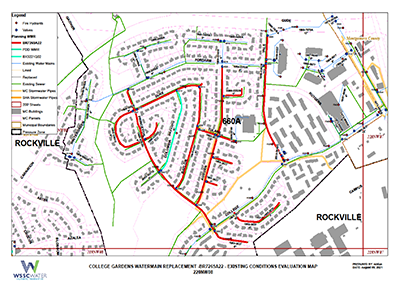 water main replacement map showing existing infrastructure