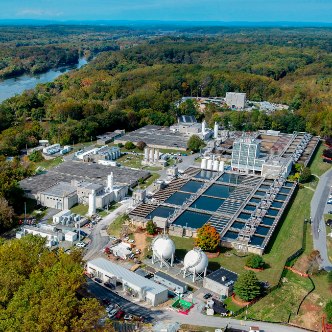 Aerial view of the Potomac Water Filtration Plant